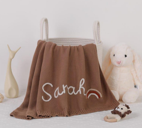 Embroidered Baby Knitted Blanket V2