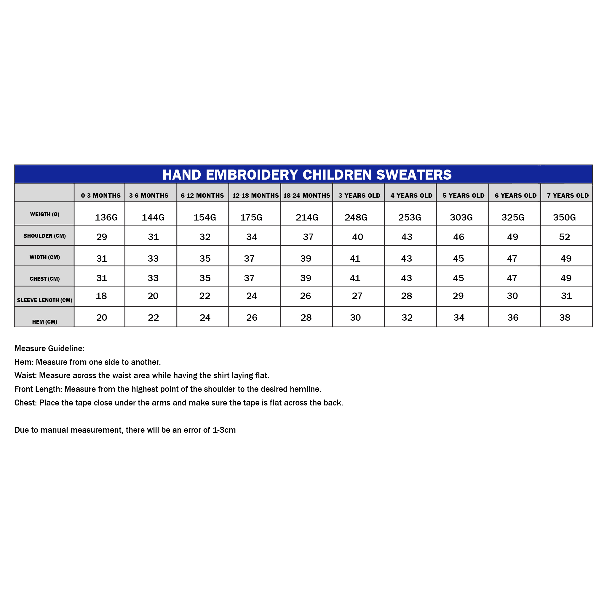 Hand Embroidery Children Sweaters