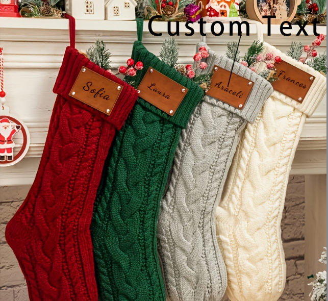 Leather Name Christmas Socks