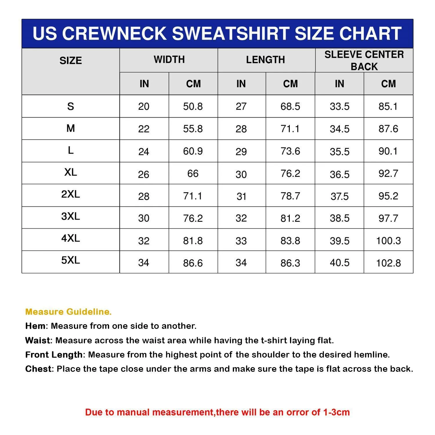 US Crewneck Sweatshirt (Oversize printing)