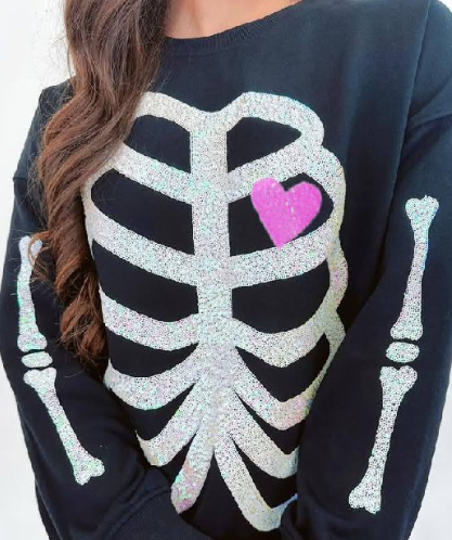  Halloween Sequin Top Long Sleeve Pullover Sweatshirt