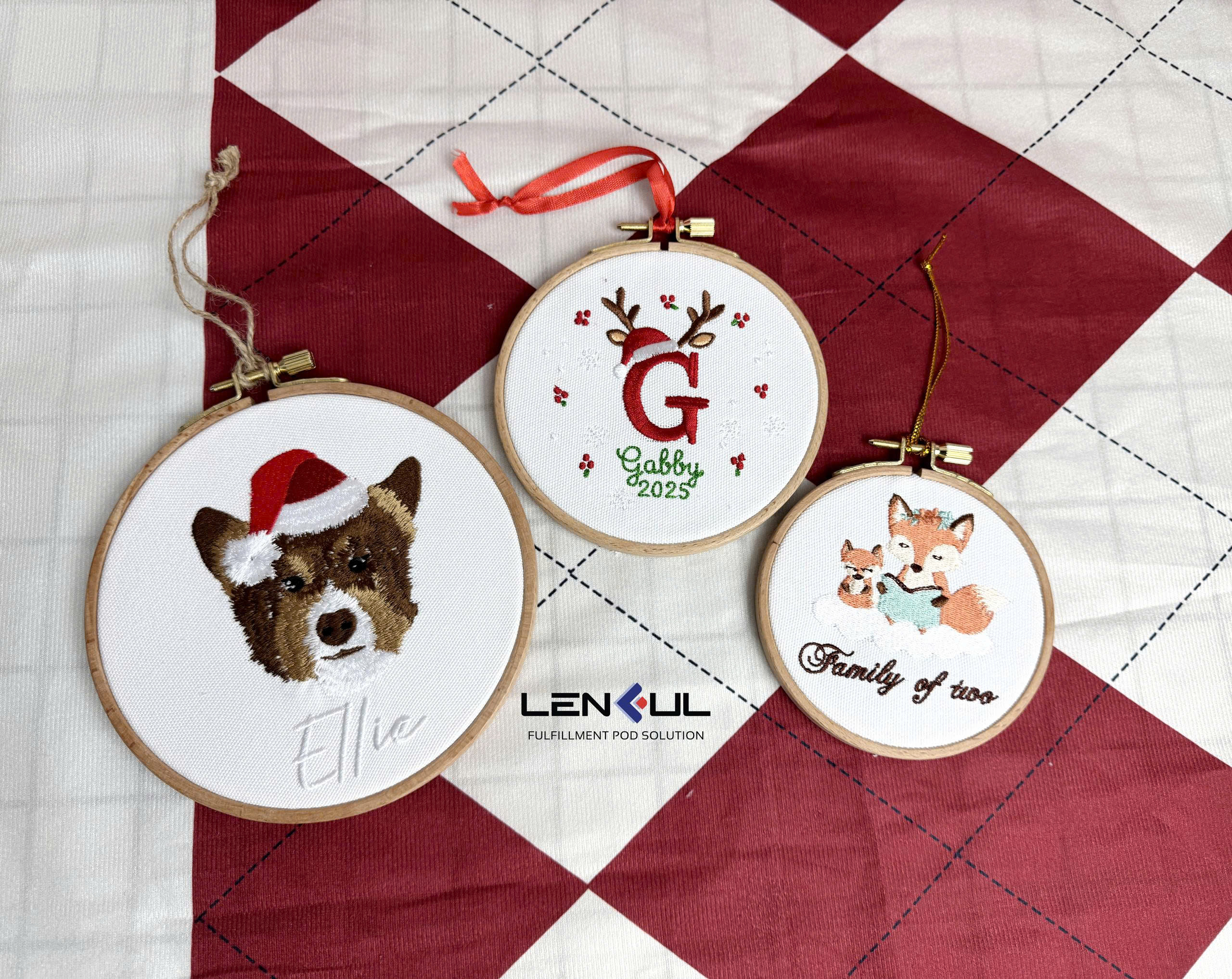 VN Embroidered Round Ornament