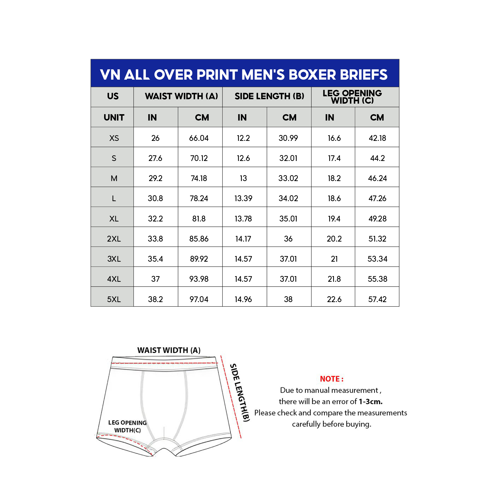 VN All Over Print Men's Boxer Briefs