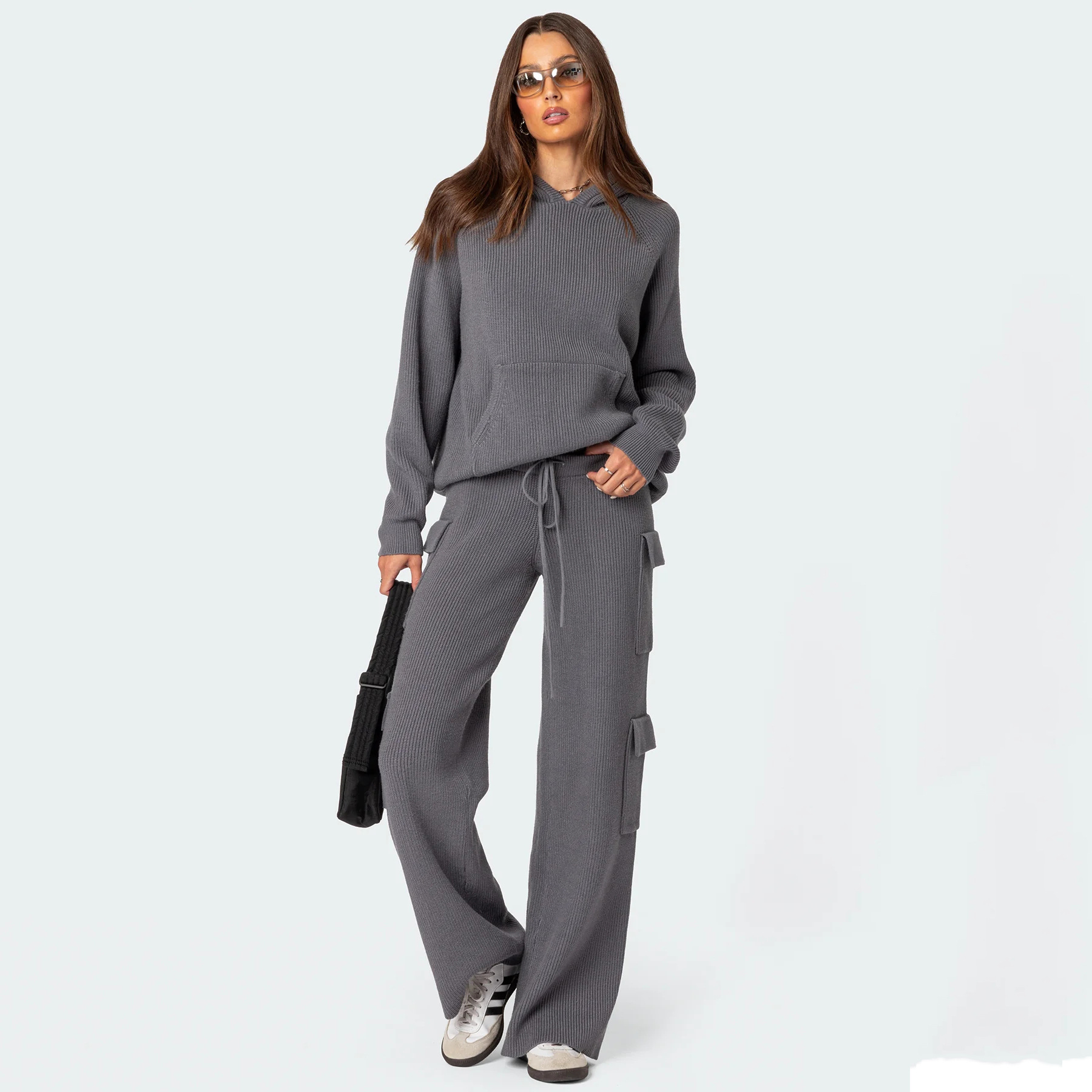 Women’s Casual Knitted Hoodie Set
