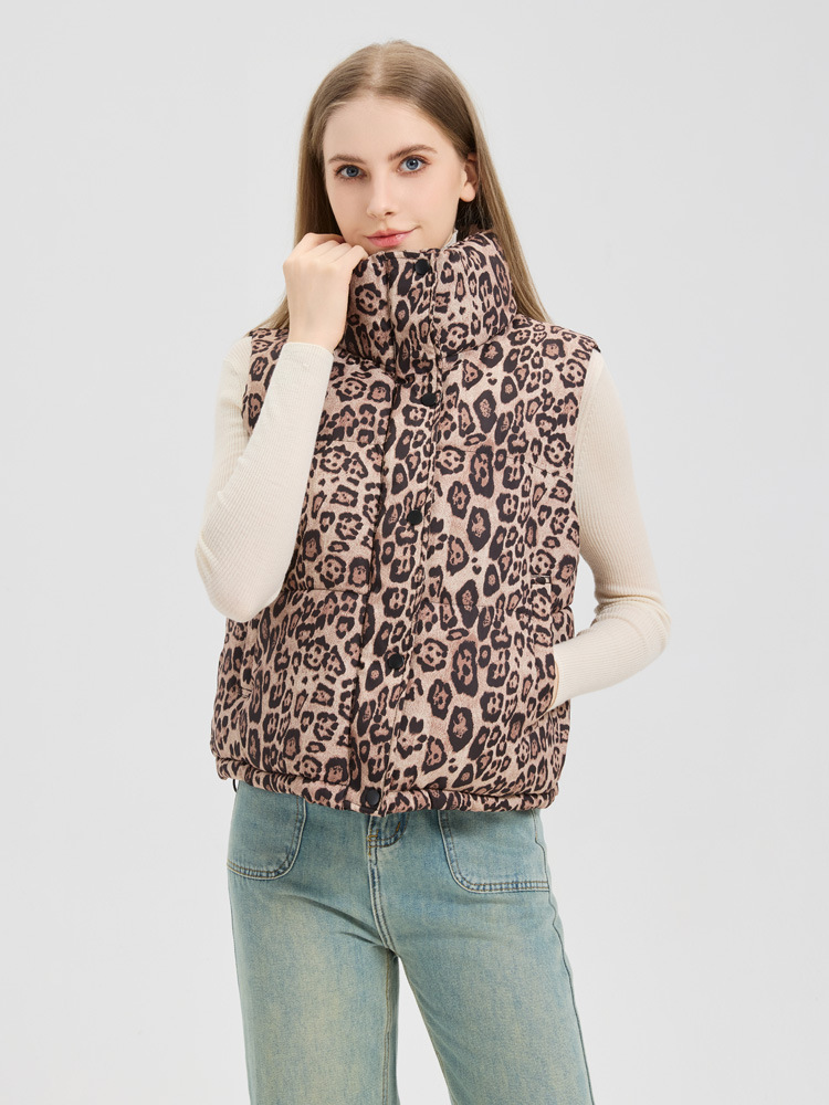 Women’s Leopard Print Puffer Vest