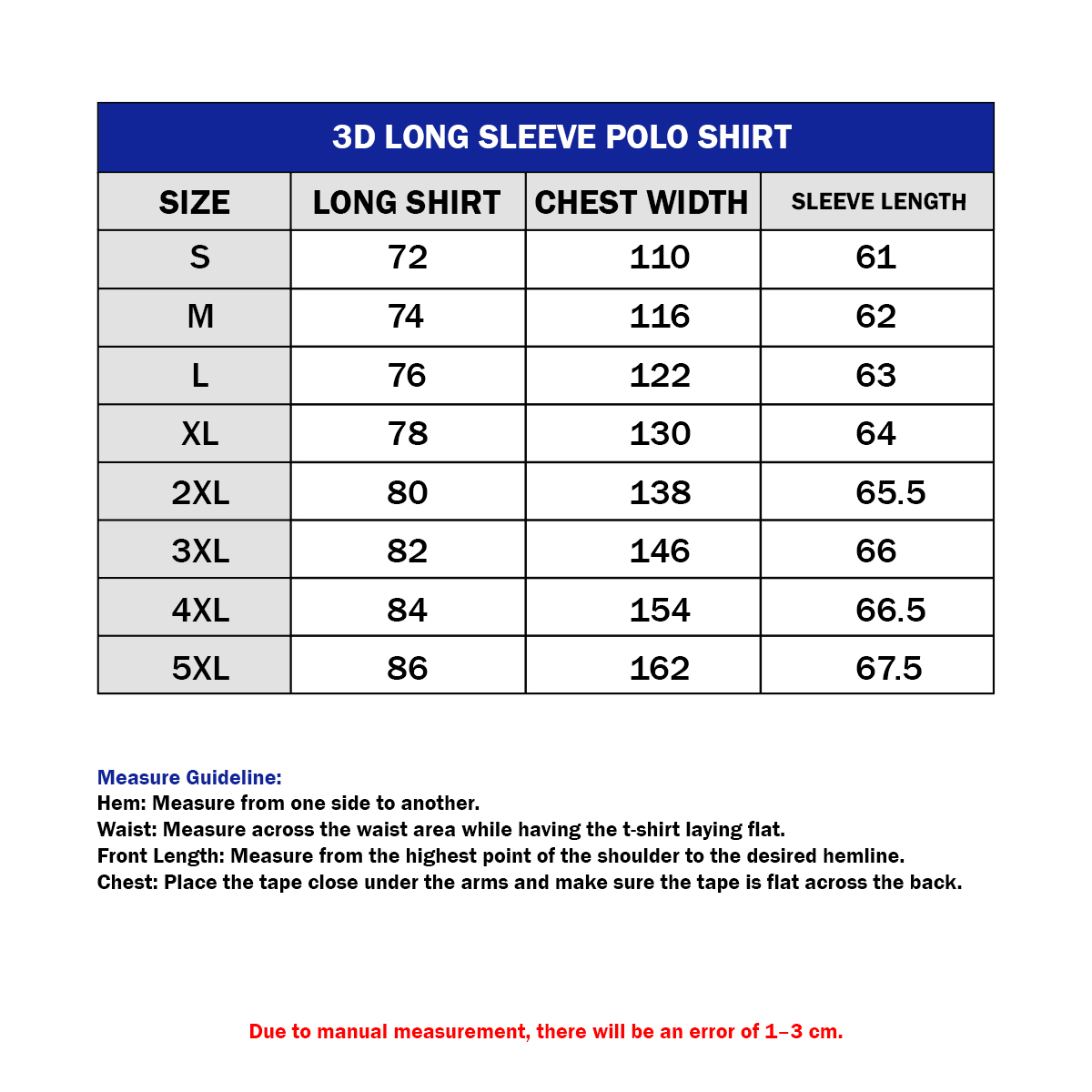 3D Long Sleeve Polo Shirt