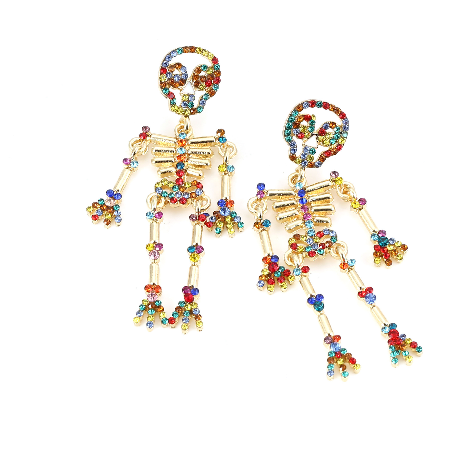 Rhinestone Skeleton Skull Earrings