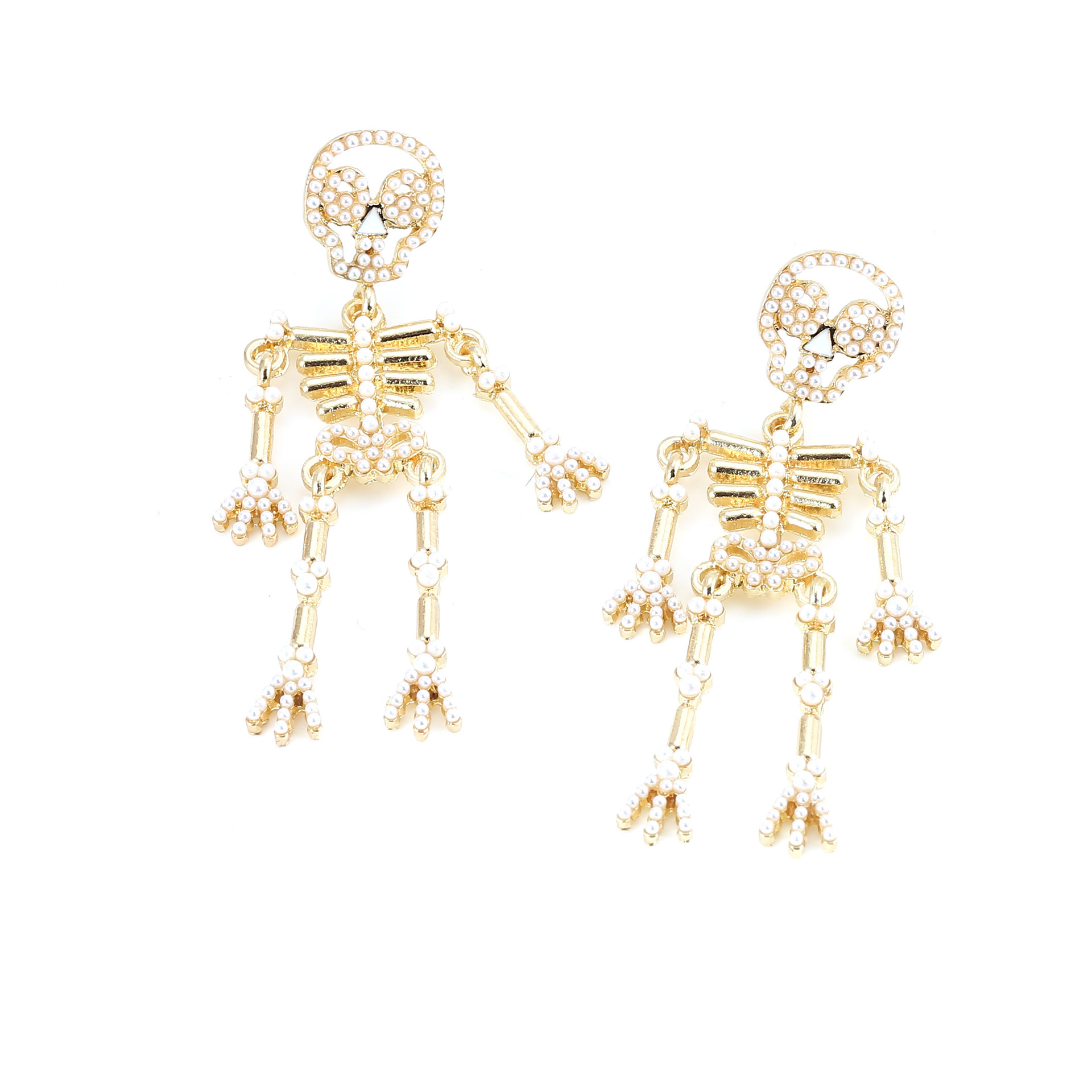 Rhinestone Skeleton Skull Earrings