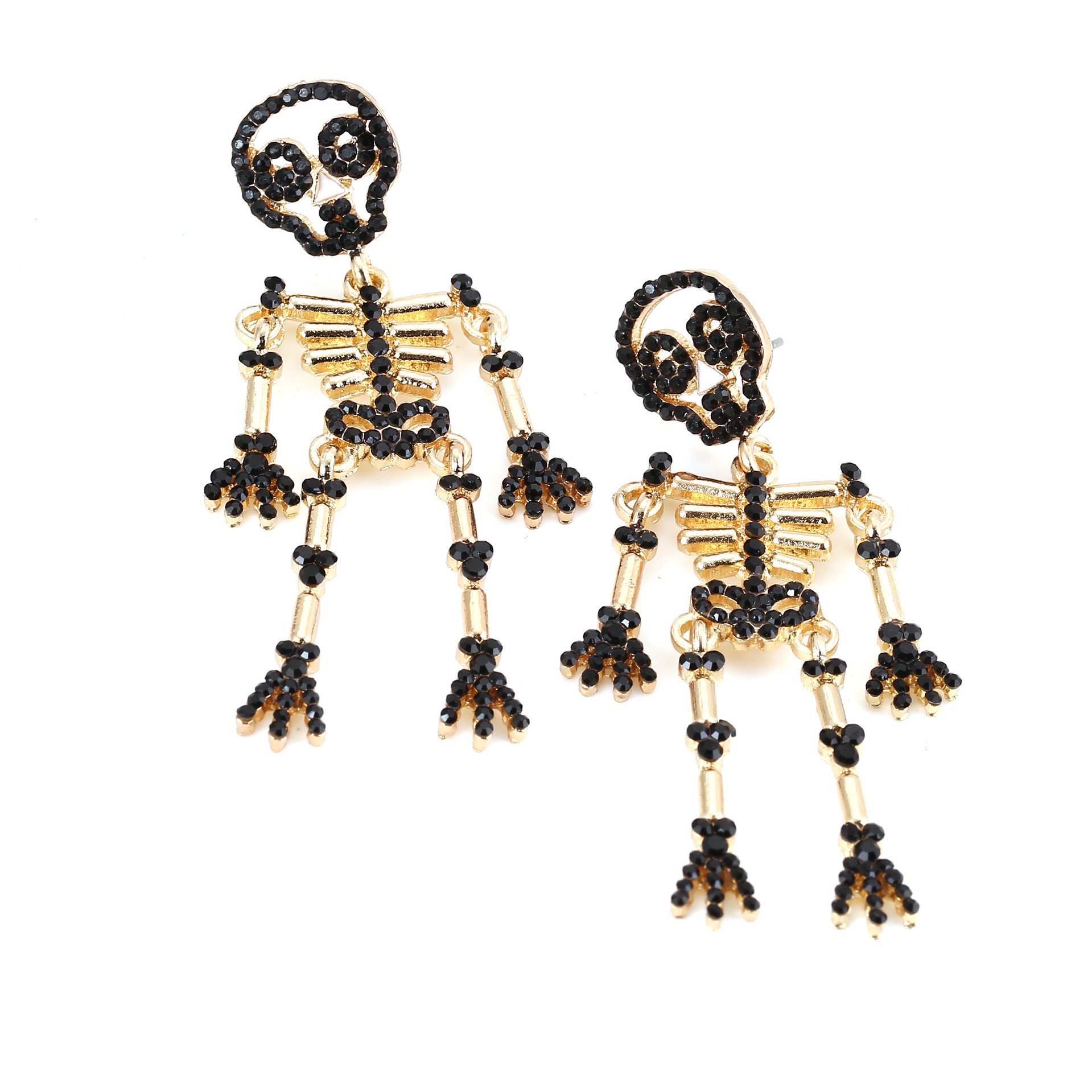 Rhinestone Skeleton Skull Earrings