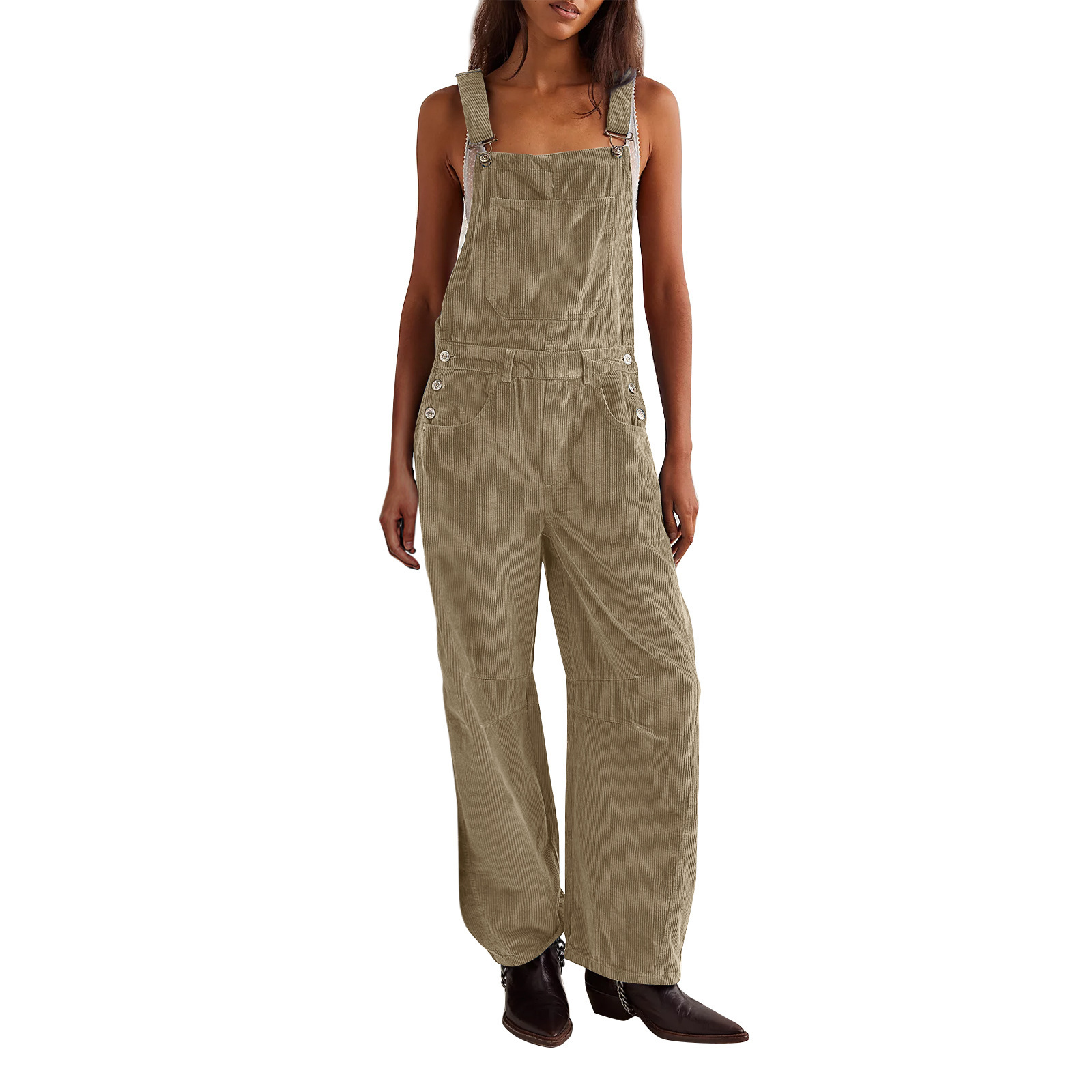 Women's Corduroy Wide-Leg Overalls