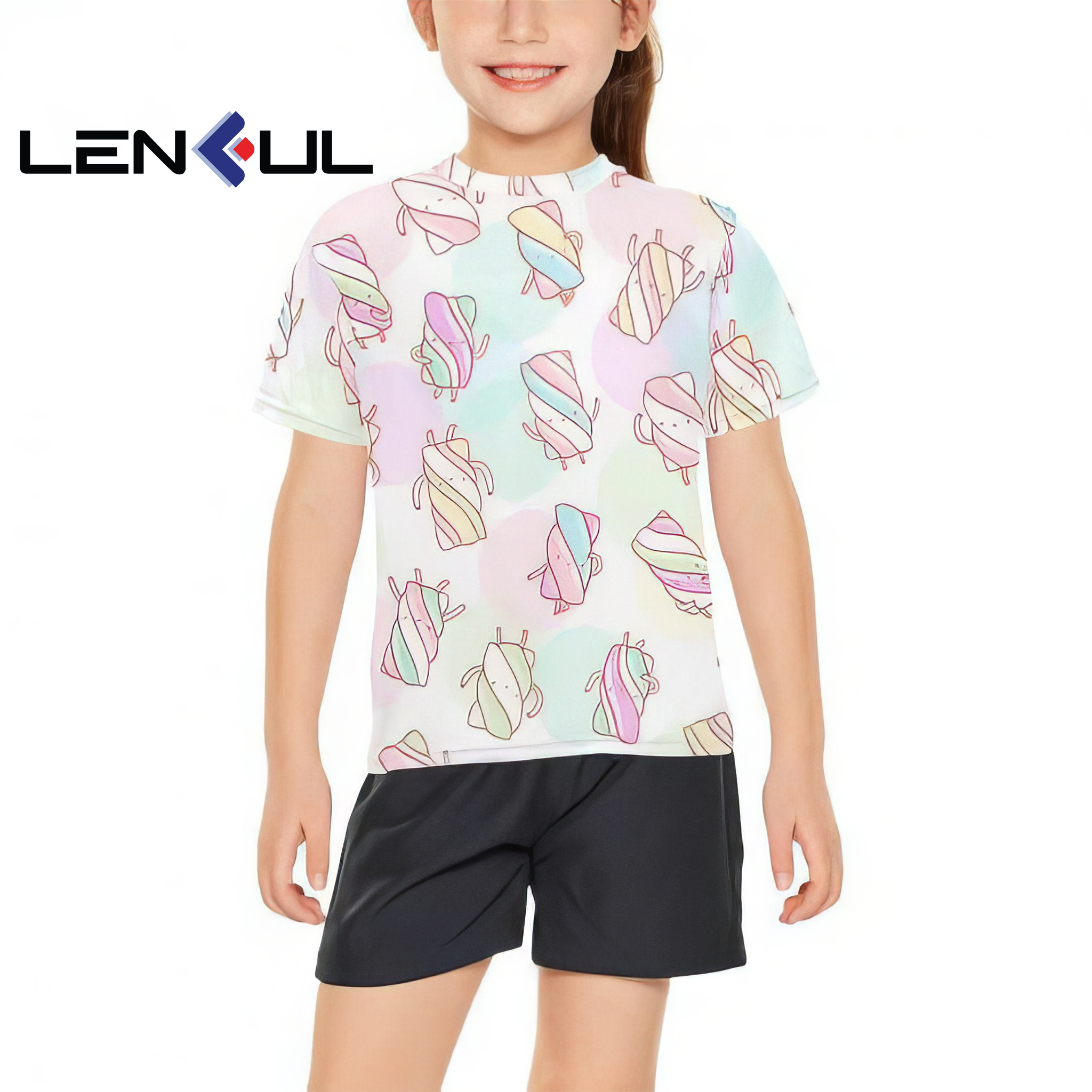 US 3D Girls' Crew Neck T-shirt