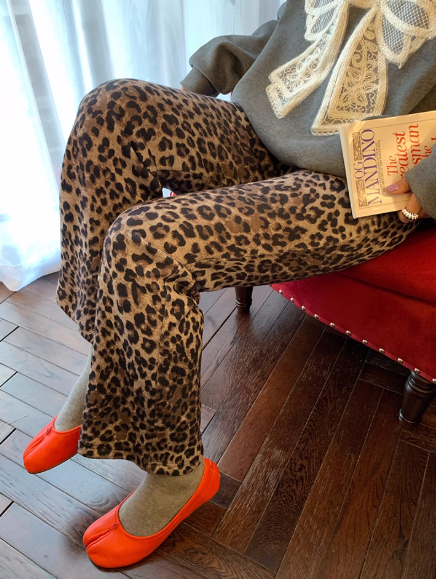 Leopard Knit Fleece Pants