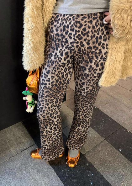 Leopard Knit Fleece Pants