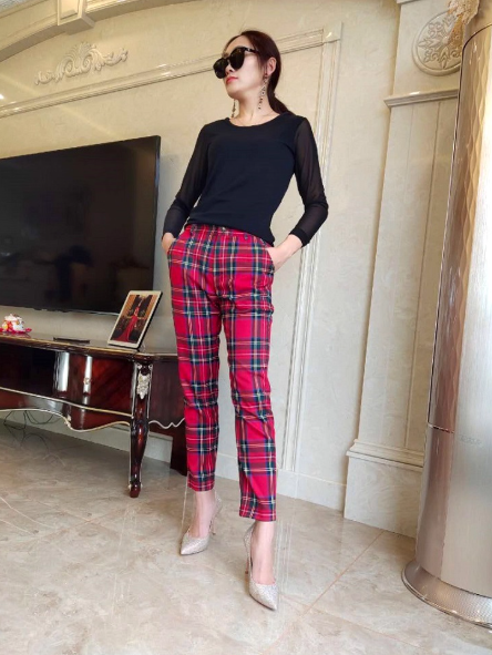 Plaid Slim-Fit Trousers