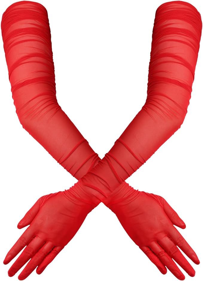 Sheer Ruched Long Opera Gloves