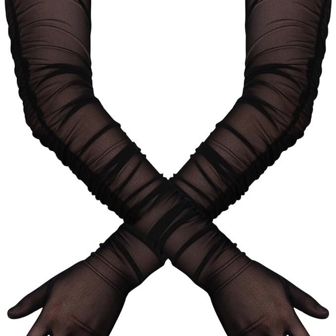 Sheer Ruched Long Opera Gloves