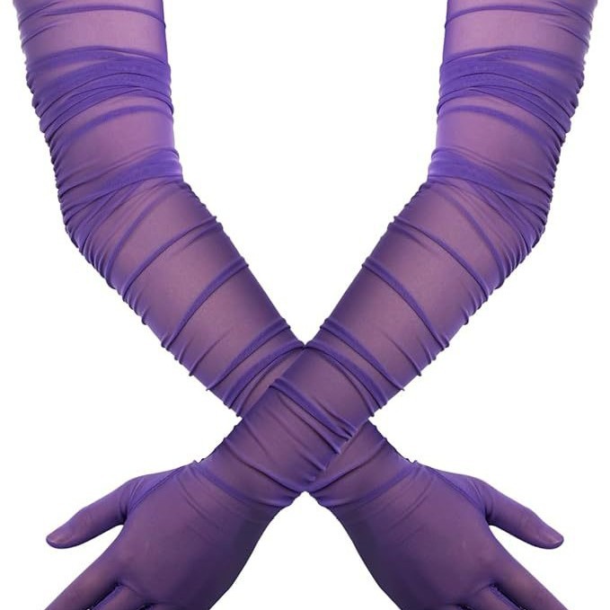Sheer Ruched Long Opera Gloves