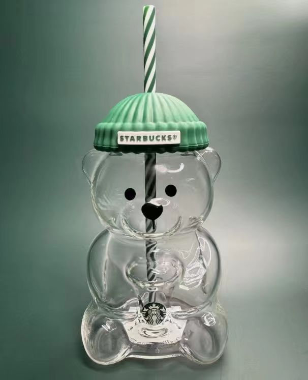Cute Bear-Shaped Starbucks Style Drinking Cup with Straw