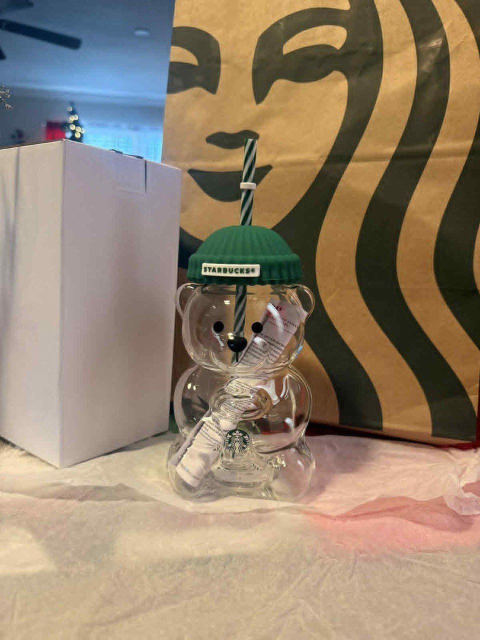 Cute Bear-Shaped Starbucks Style Drinking Cup with Straw