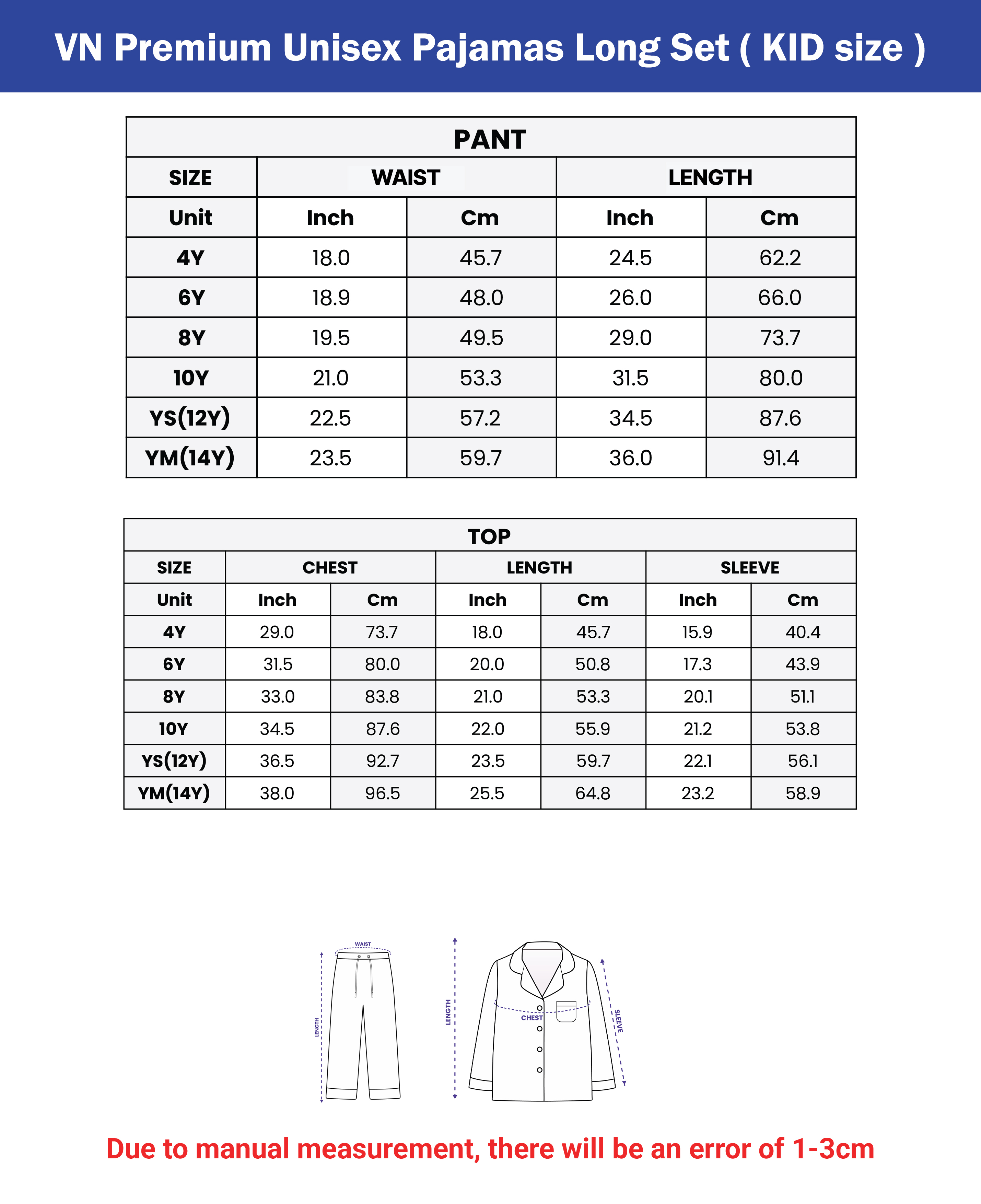 VN Premium Unisex Pajamas Long Set