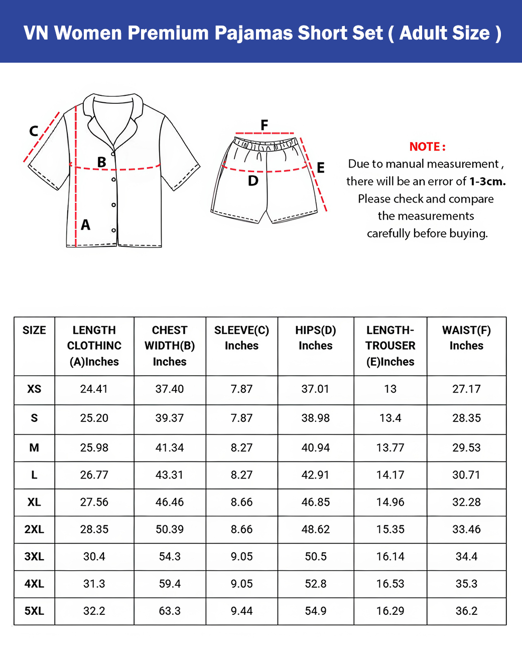 VN Women Premium Pajamas Short Set