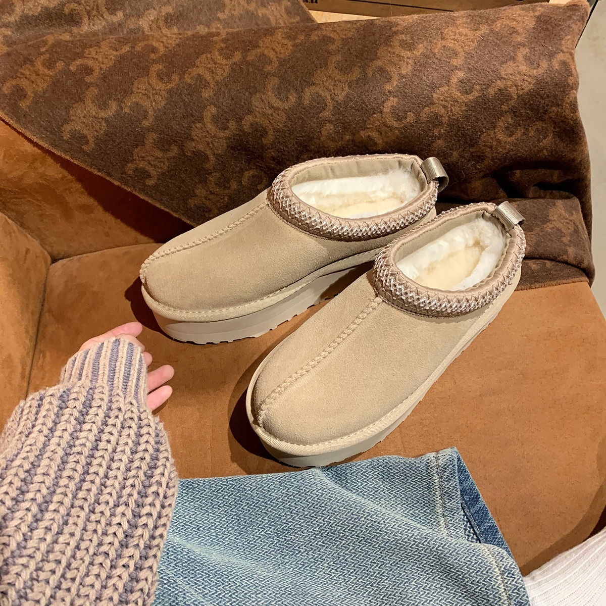 Fur-Lined Leather Winter Snow Boots