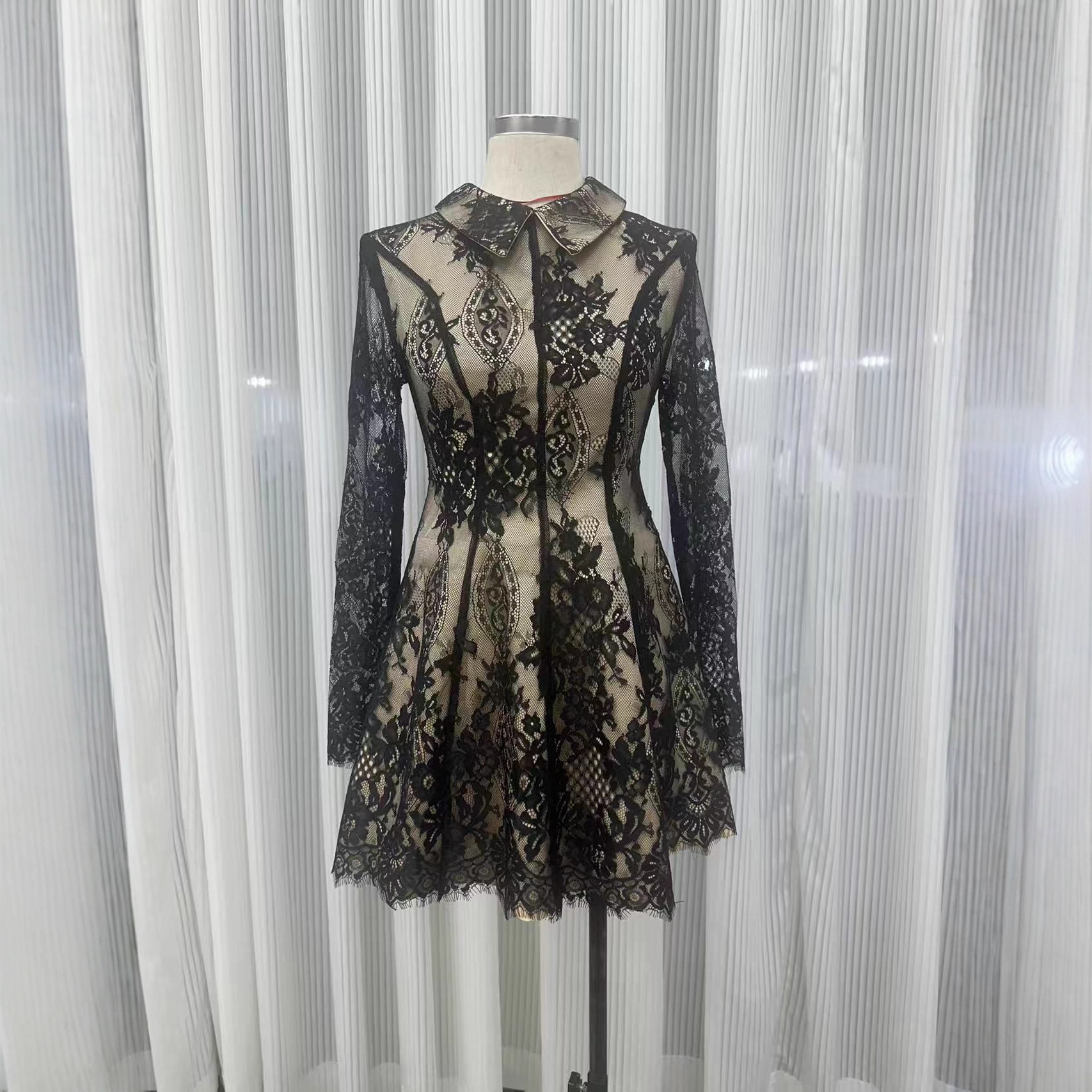 Elegant Lace Fit-and-Flare Mini Dress