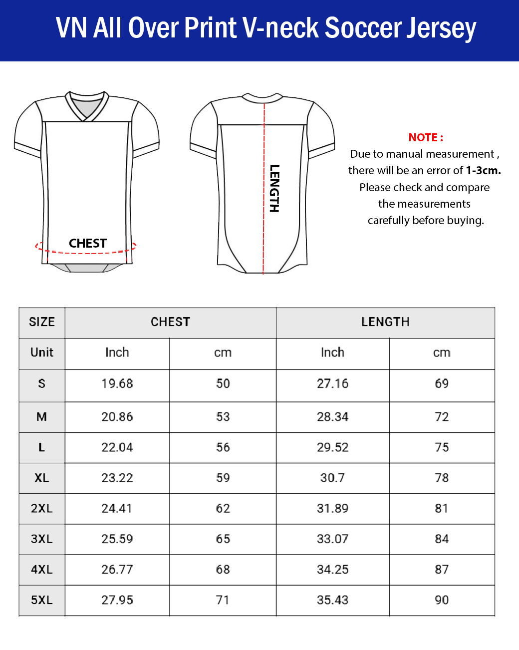 VN All Over Print V-neck Soccer Jersey