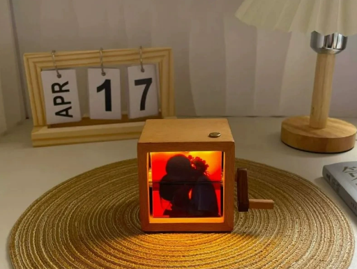 Hand-Crank Wooden Photo Flip Box