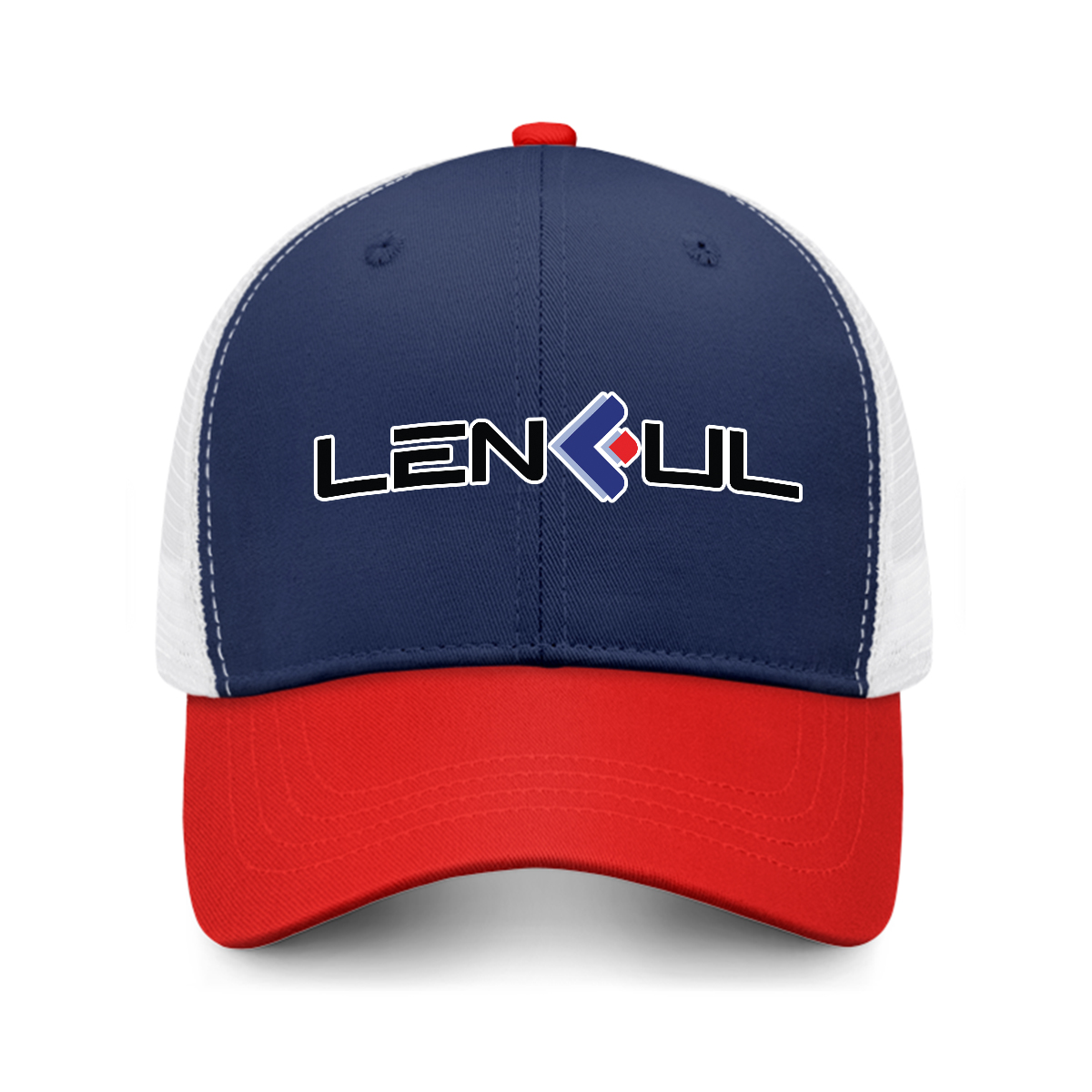 Color-blocked baseball cap with white mesh