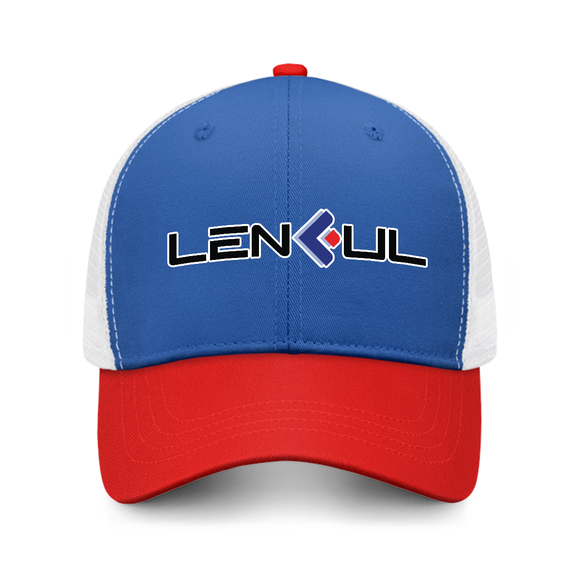 Color-blocked baseball cap with white mesh