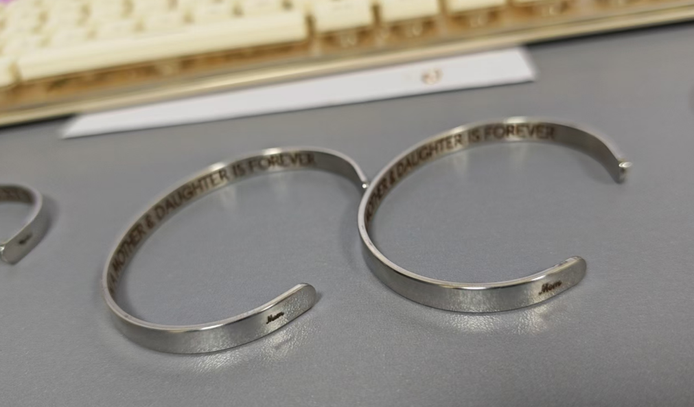 Engraved Stainless Steel Open Cuff Bracelet