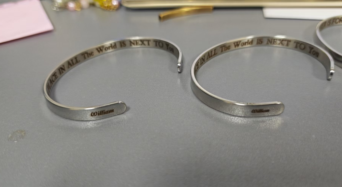 Engraved Stainless Steel Open Cuff Bracelet