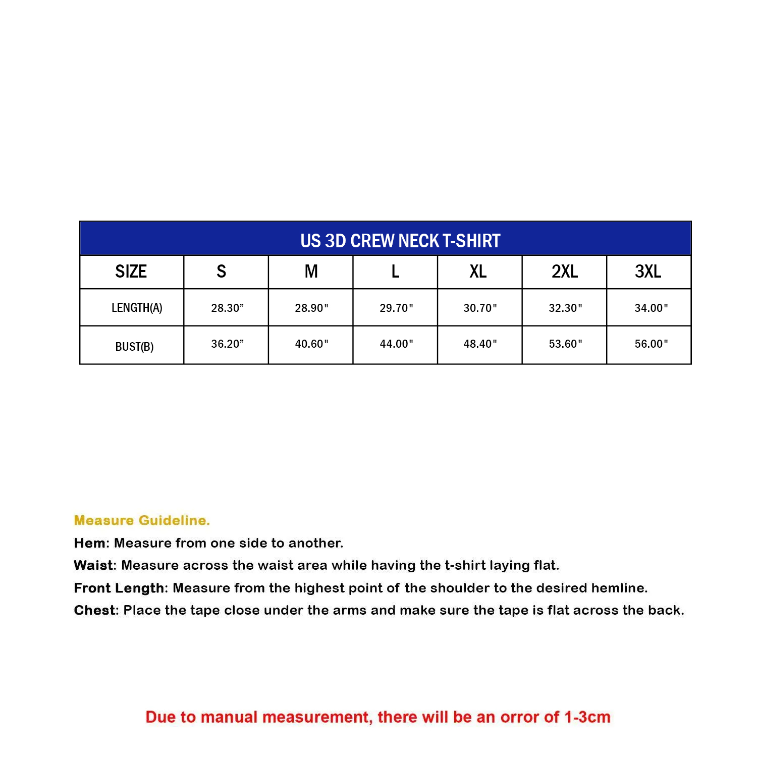 US 3D Crew Neck T-Shirt