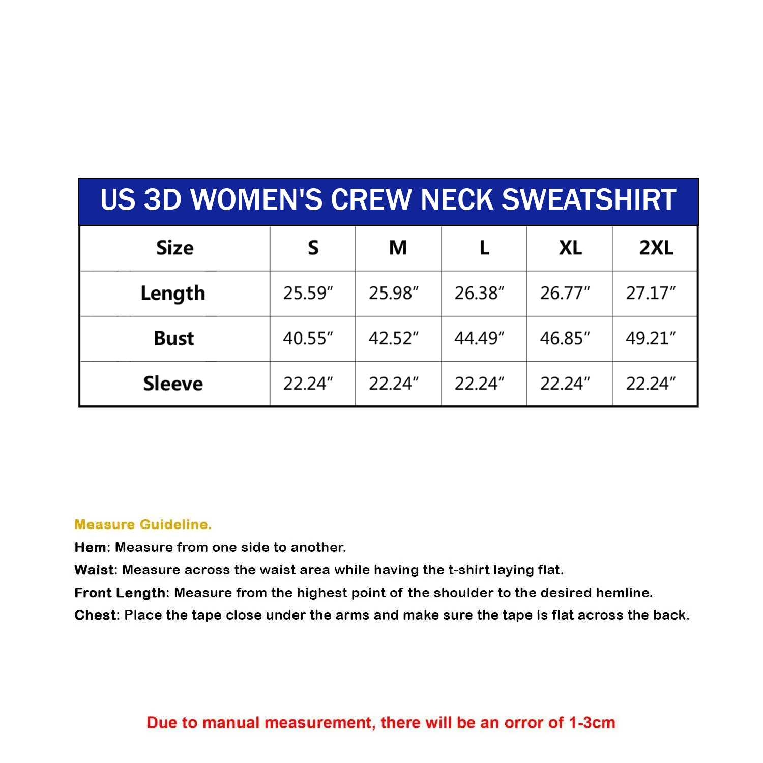 US 3D Women's Crew Neck Sweatshirt