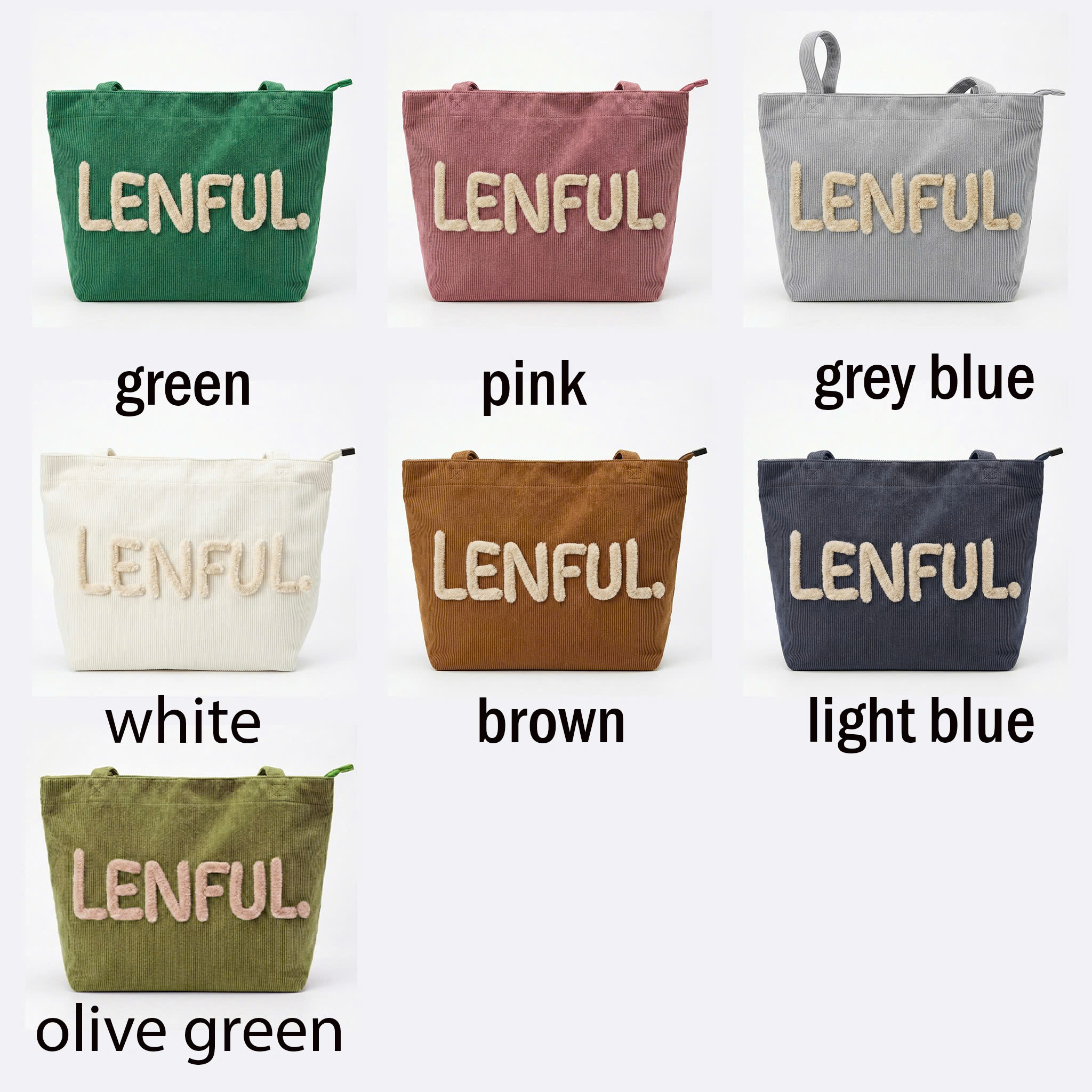 Large Capacity Corduroy Shoulder Tote Bag - With Charm 