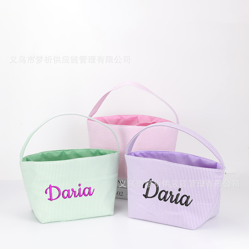 Custom Embroidered Easter Bunny Canvas Tote Bag 