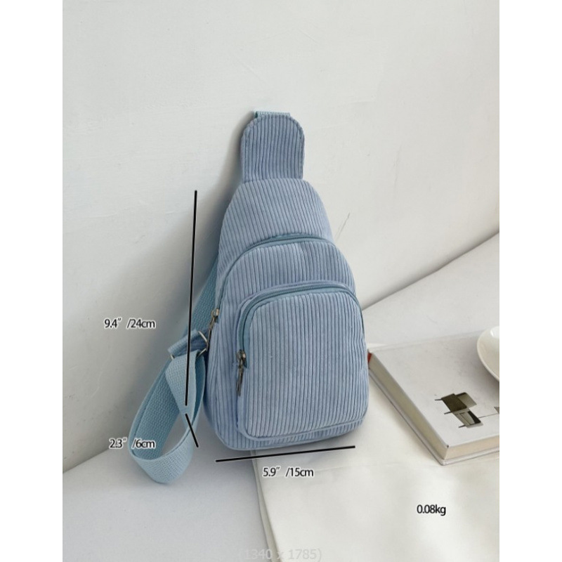 Custom Hand-Embroidered Corduroy Crossbody Shoulder Bag