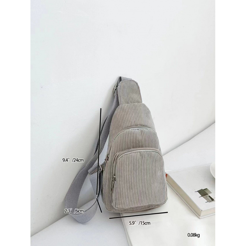 Custom Hand-Embroidered Corduroy Crossbody Shoulder Bag