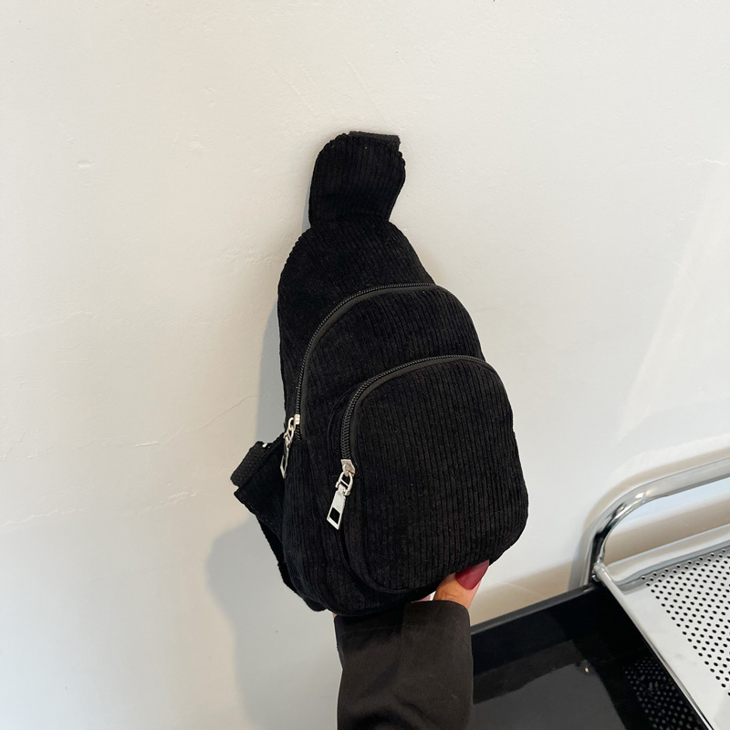 Custom Hand-Embroidered Corduroy Crossbody Shoulder Bag