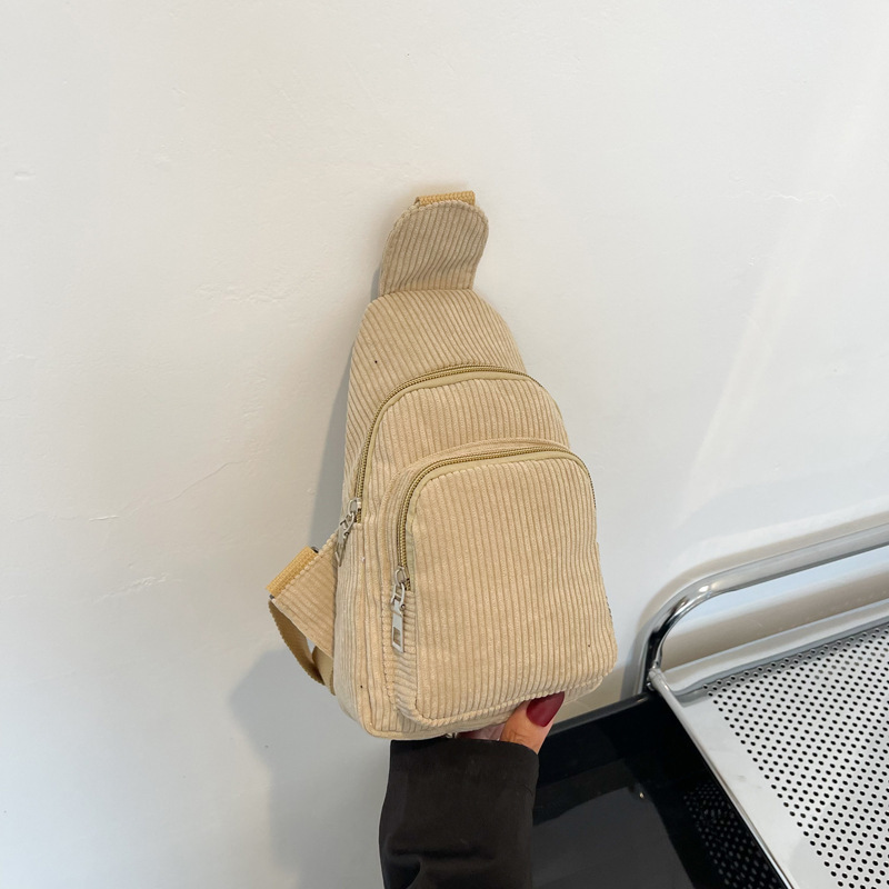 Custom Hand-Embroidered Corduroy Crossbody Shoulder Bag