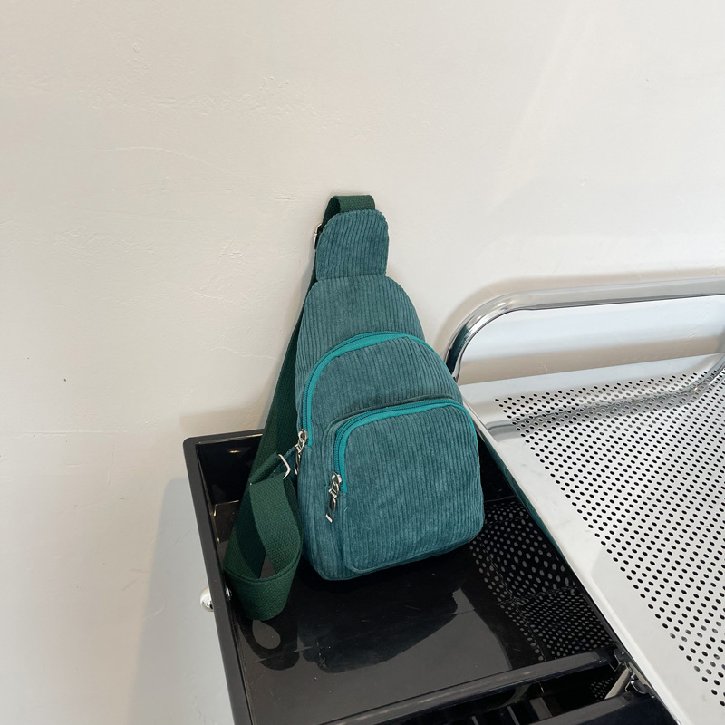 Custom Hand-Embroidered Corduroy Crossbody Shoulder Bag