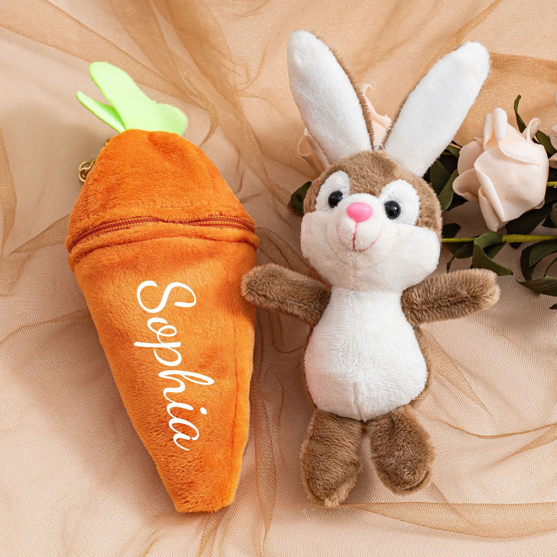 Custom Name Plush Bunny Keychain