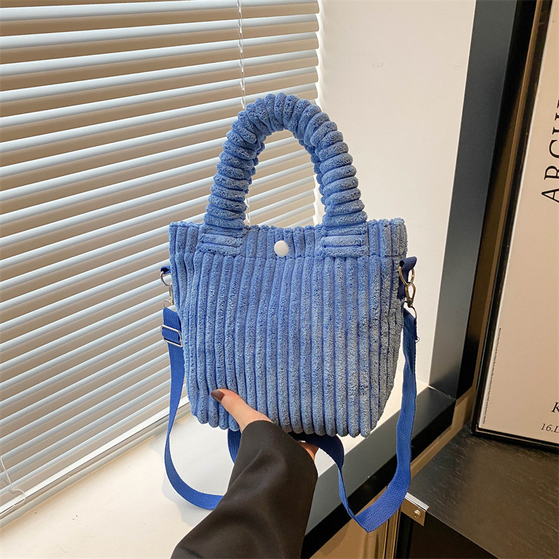 Custom Embroidered Corduroy Bucket Handbag