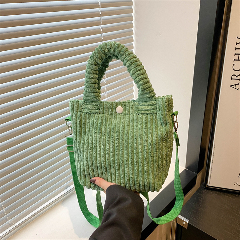 Custom Embroidered Corduroy Bucket Handbag