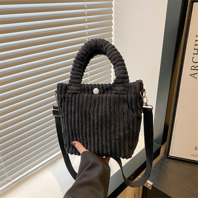Custom Embroidered Corduroy Bucket Handbag