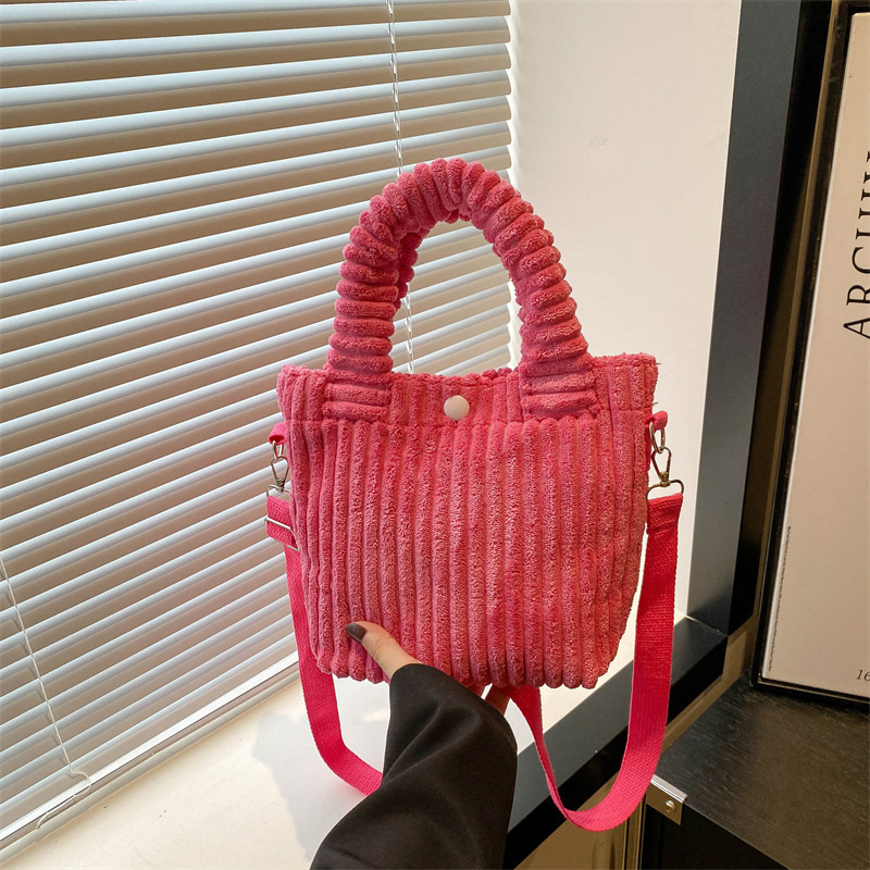 Custom Embroidered Corduroy Bucket Handbag