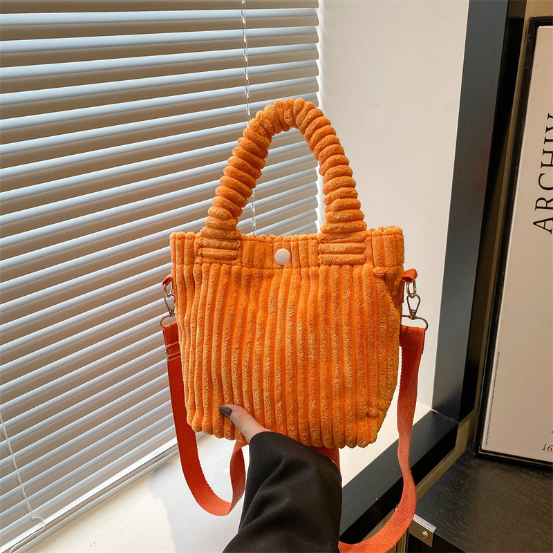 Custom Embroidered Corduroy Bucket Handbag