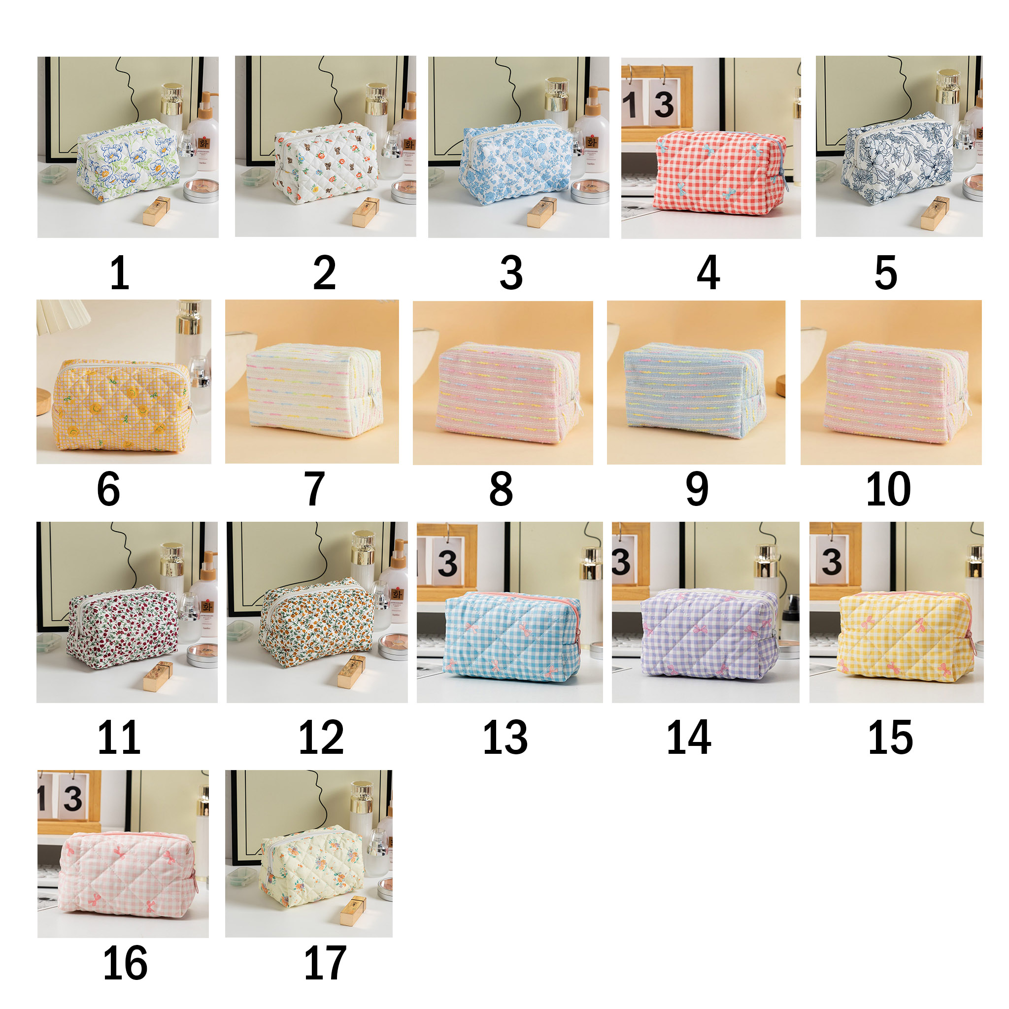 Custom Embroidered Quilted Cosmetic Bag 