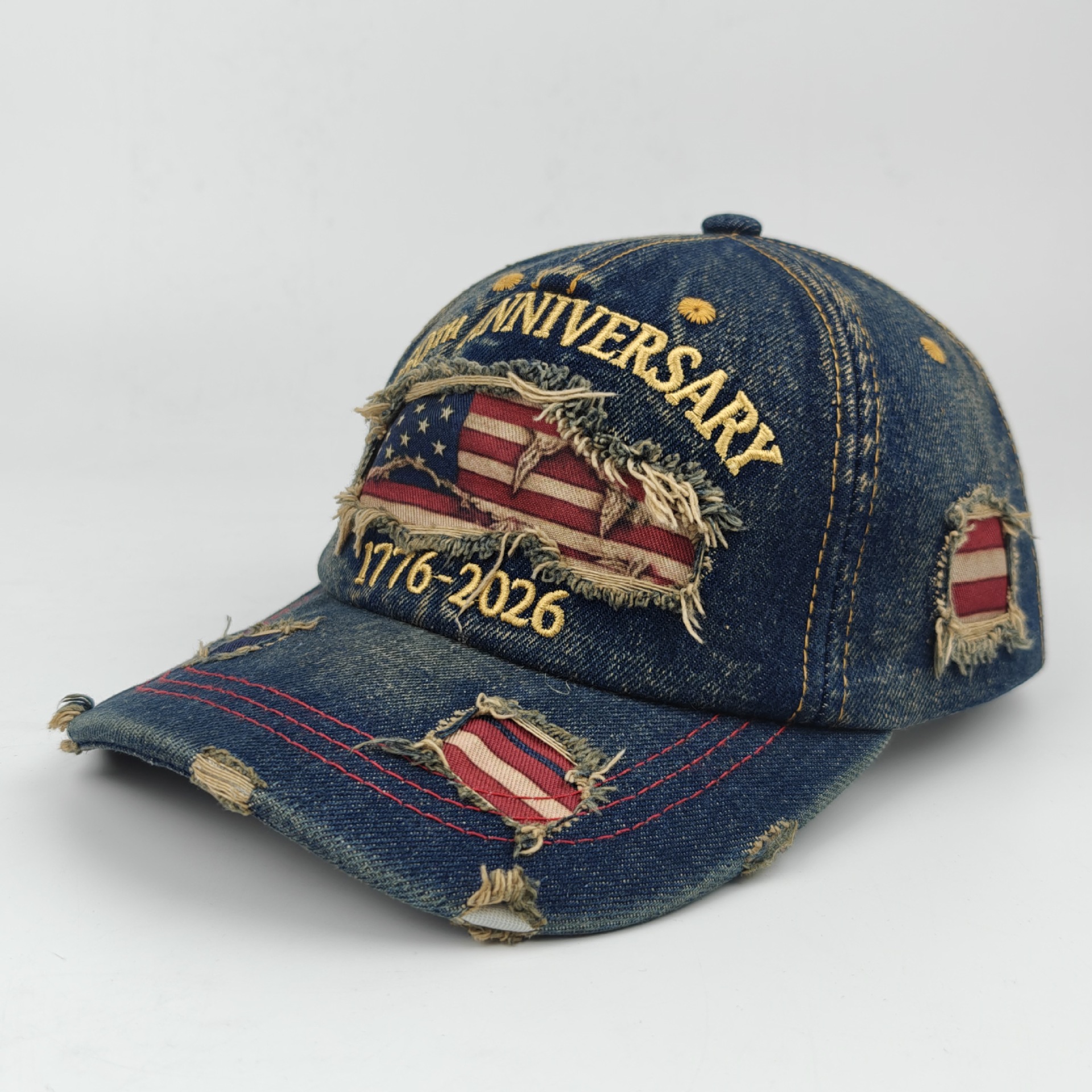 Vintage 250th Anniversary Embroidered Distressed Baseball Cap